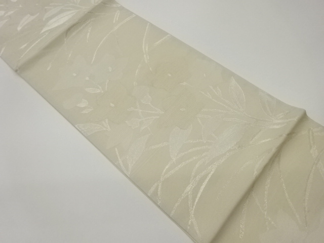 紗 桔梗模様織出し袋帯